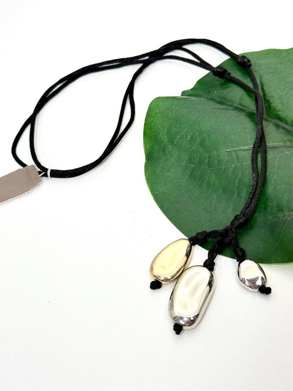 J. Jill NWT Two Tone Three Bean Adjustable Cord Necklace NWT